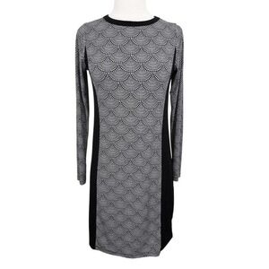 Michael Kors‎ Black & White Dot Fan Colorblock Long-Sleeve Sheath Dress- XS